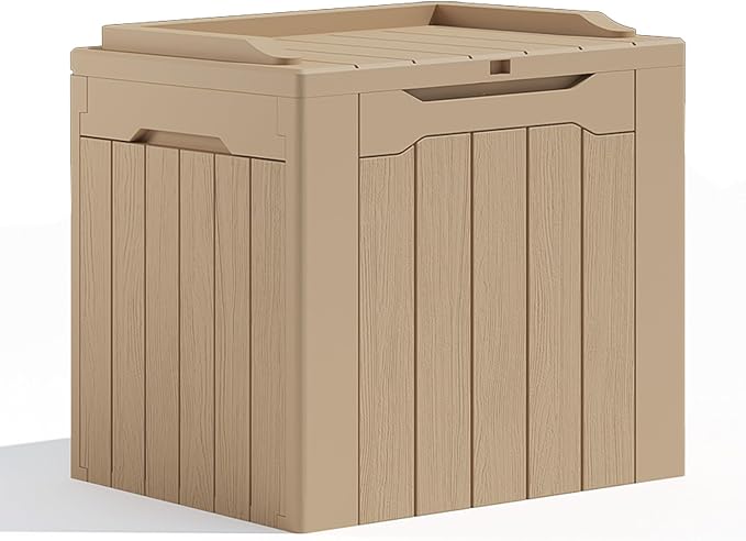 Patiolife 30 Gallon Resin Deck Box, Small Outdoor Storage by Patiowell
