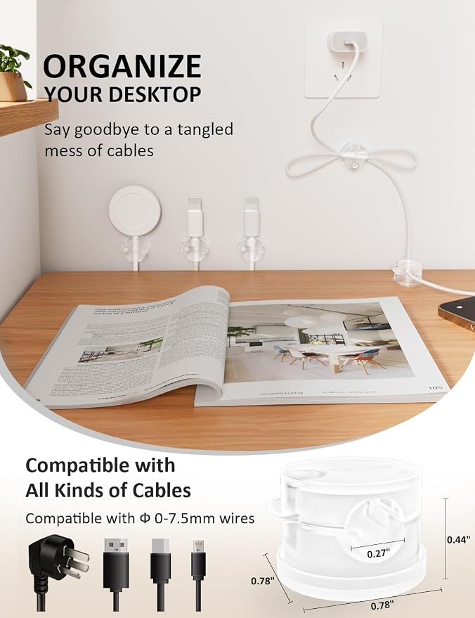 Magnetic Cord Holder for Desk & Nightstand - Image 5