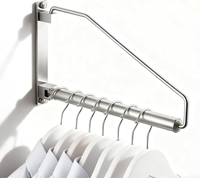 Folding Wall Mounted Clothes Hanger Rack Clothes Hook Solid Brass by NEWRAIN