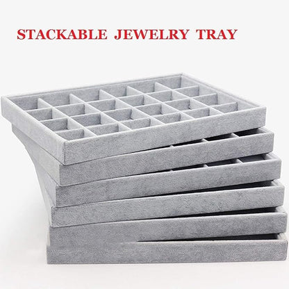 Stratalife 24 Grid Jewelry Organizer Tray, Stackable Drawer Earring Organizer - Image 3