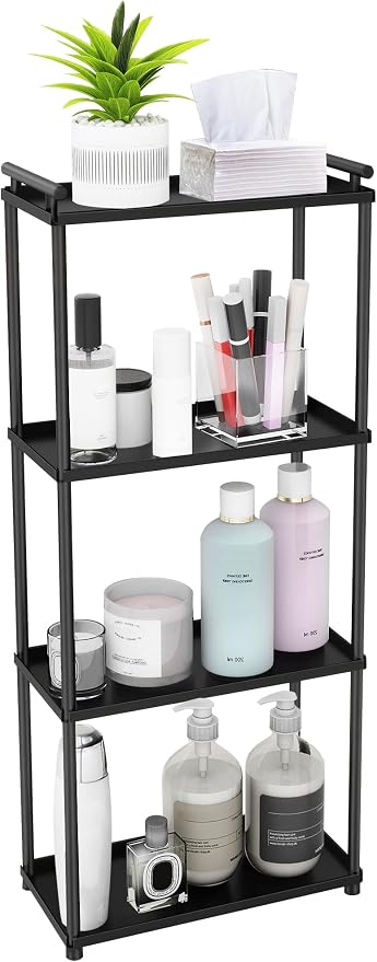 VOTZAAQ Matte Black 4 Tier Bathroom Organizer Countertop, Stainless Steel by VOTZAAQ
