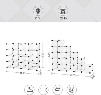 SONGMICS Shoe Rack with 16 Cubes, Interlocking Plastic Shoe Organizer, DIY - Image 3