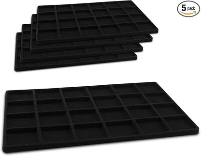 Novel Box 5 Pack 24-Slot Black Liner Jewelry Storage Tray Inserts 14.75x8.25x1 by NovelBoxCompanyLtd