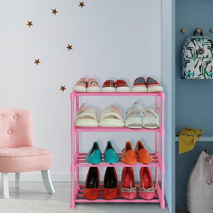 LNYZQUS Small Kids Shoe Rack, 4 Tier Pink Shoe Organizer Shoe Shelf - Image 4