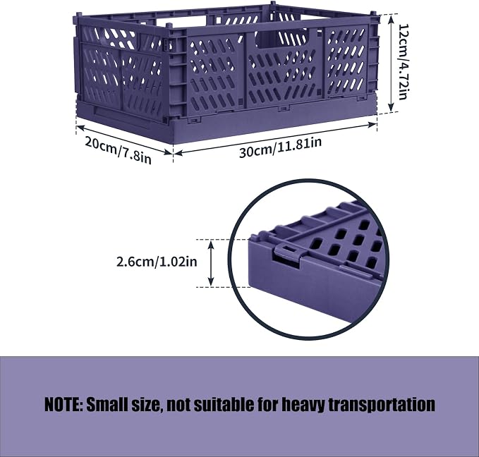 Domiella 2-Pack Crates for Storage, Storage Crates Plastic Stackable, Foldable - Image 2