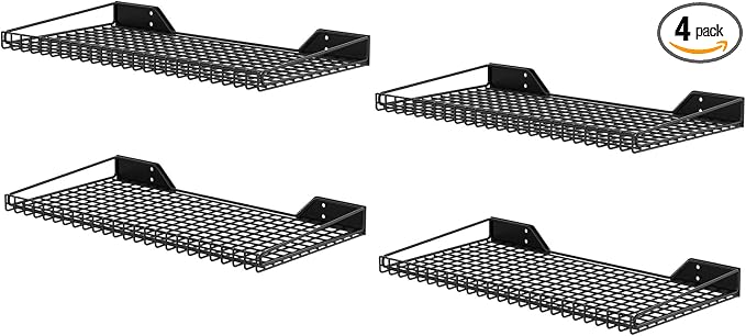 Wallmaster Heavy Duty Garage Wall Shelving 4 Pack 23.6"x11.8" Metal Wire by Wallmaster