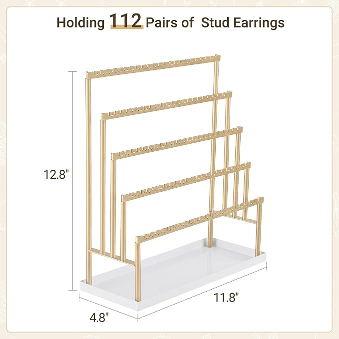 Mkono 5-Tier Earring Holder Organizer Metal Jewelry Display Stand - Image 6