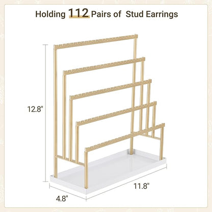 Mkono 5-Tier Earring Holder Organizer Metal Jewelry Display Stand - Image 6