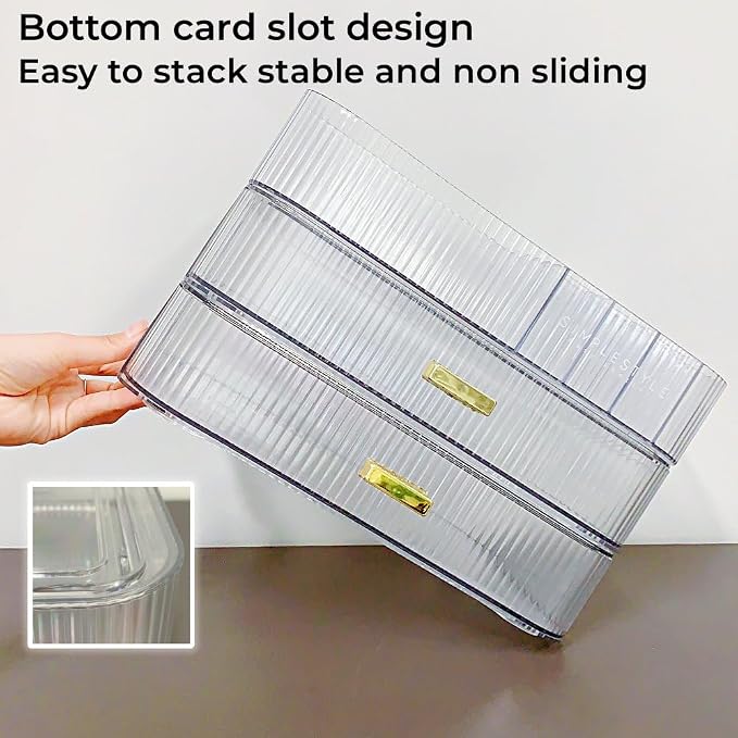 Makeup Organizer with Drawers Stackable Skincare Cosmetic Makeup organization - Image 3
