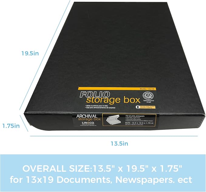 Lineco Clamshell Archival Storage Box, 13.5x19.5x1.75 In, Organize and Store - Image 2