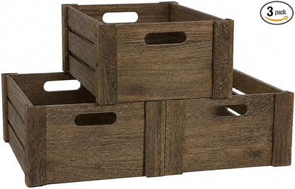 3 Pack Wooden Crates for Display Rustic Handmade Wood Crate for Storage | by BOYMCOWBOYHOMEDECOR