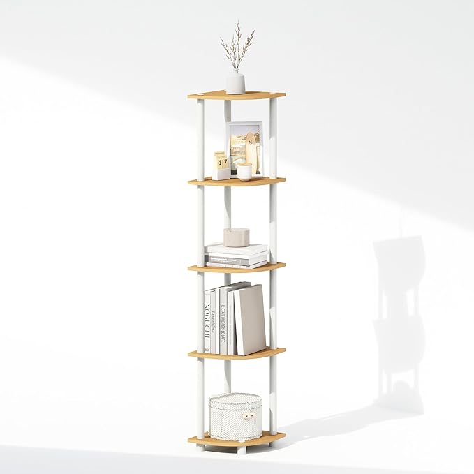 Furinno Turn-N-Tube Storage Shelves, 5-Tier Book Shelf, Corner Shelf by Furinno-FitsYourSpaceFitsYourBudget