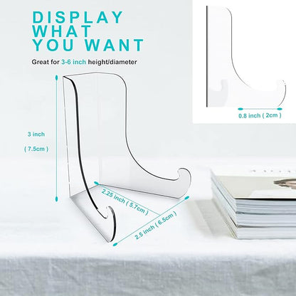 Boloyo Flat Back Acrylic Plate Display Stand, 3 Inch 2PC Clear Acrylic Display - Image 2