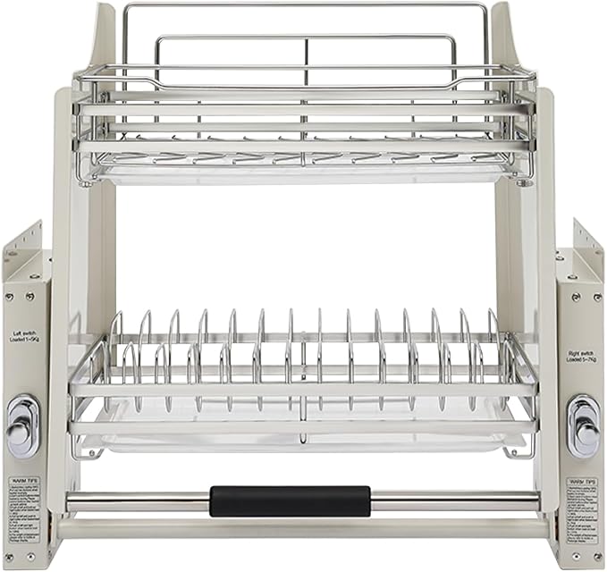 DYRABREST Pull Down Cabinet Organizer, Stainless Steel 2-Tier Pull-Out Kitchen - Image 2