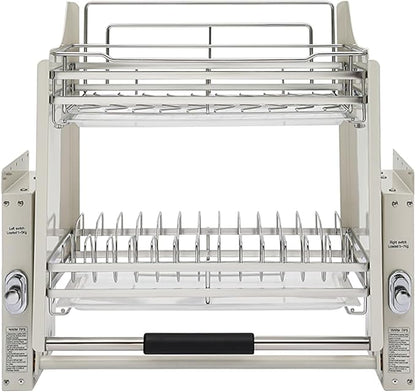 DYRABREST Pull Down Cabinet Organizer, Stainless Steel 2-Tier Pull-Out Kitchen - Image 2