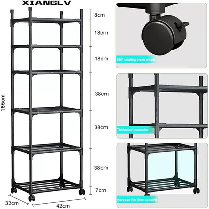 Black Shelving Unit, 6 Tier Tall Narrow Shelving Unit - Image 3