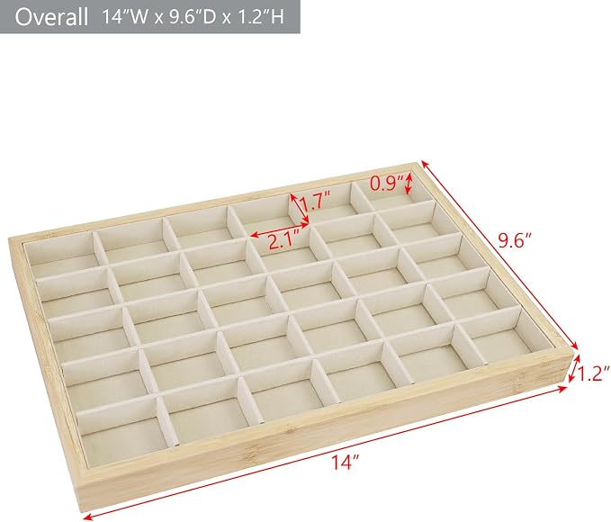 MOOCA 2 Pcs Set Bamboo Jewelry Display Tray Organizer - Image 3