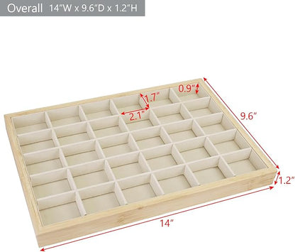 MOOCA 2 Pcs Set Bamboo Jewelry Display Tray Organizer - Image 3