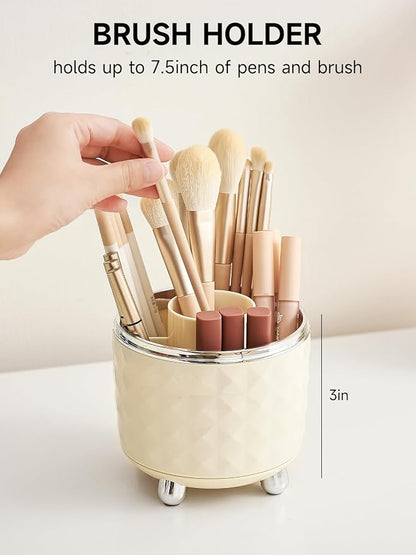 Makeup Brush Holder with Dustproof Lid, 360 Rotating Makeup Brush Organizer - Image 3