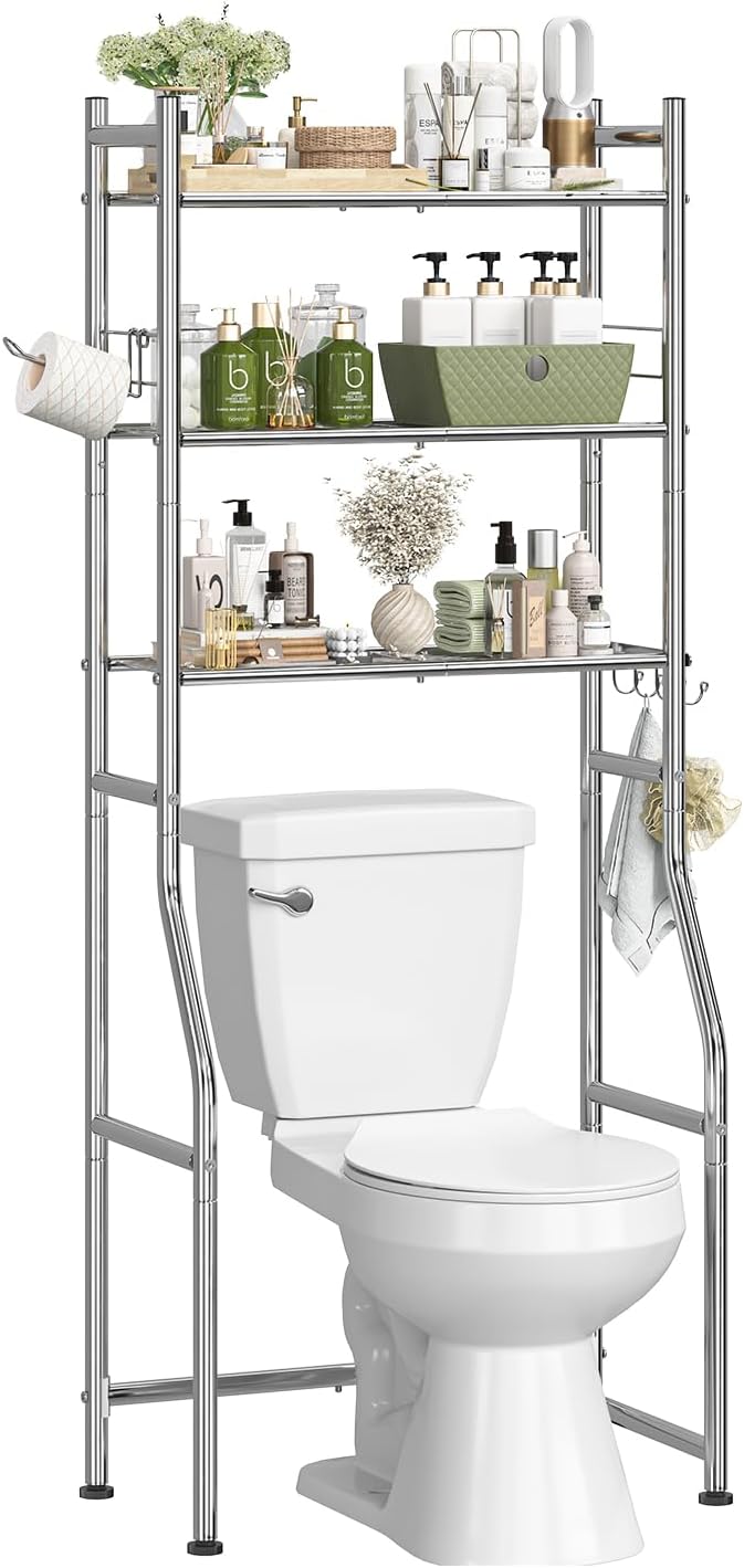 Simple Trending 3 Tier Over The Toilet Rack, Bathroom Shelves - Image 3