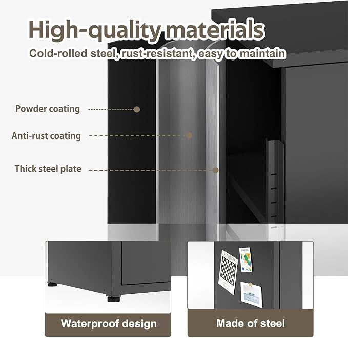 Metal Locker Cabinet 34.6", Lock & Adjustable Shelf, Secure Dial Lock, - Image 7