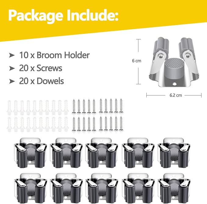 Verdenu 10 Pack Broom Holder Wall Mount, Mop and Broom Holder Wall Mount - Image 2