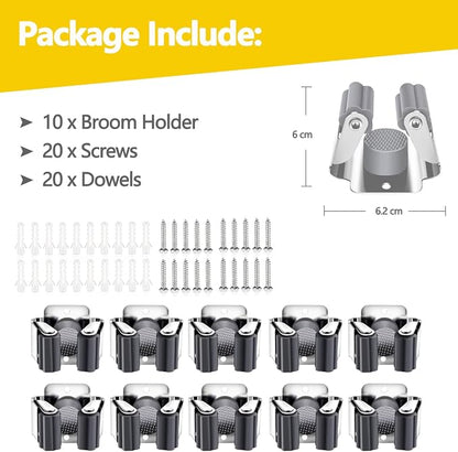 Verdenu 10 Pack Broom Holder Wall Mount, Mop and Broom Holder Wall Mount - Image 2