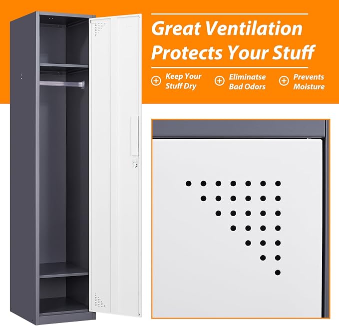 Metal Locker for Home, Dressing Room, Lockable Locker Cabinet - Image 4