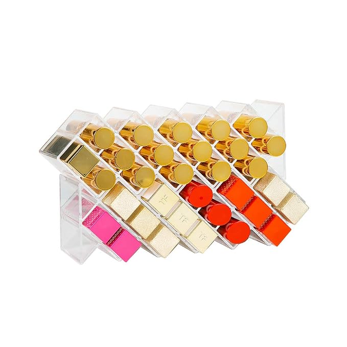 Lipstick Holder Organizer 32 Spaces Acrylic Stackable Fish Shape Lipstick Tower - Image 3