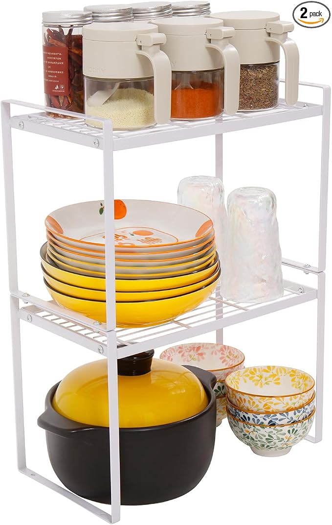 MiaLi Cabinet Organizer Shelf, Stackable Kitchen Bathroom Organizers and Storage by Unknown