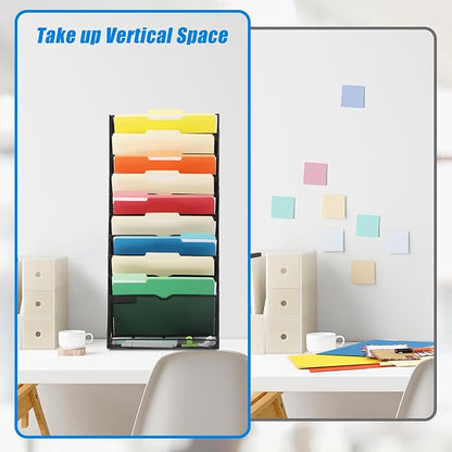 EASEPRES Desk File Organizer Mesh 11-Tier, Hanging Wall Mount Document - Image 2