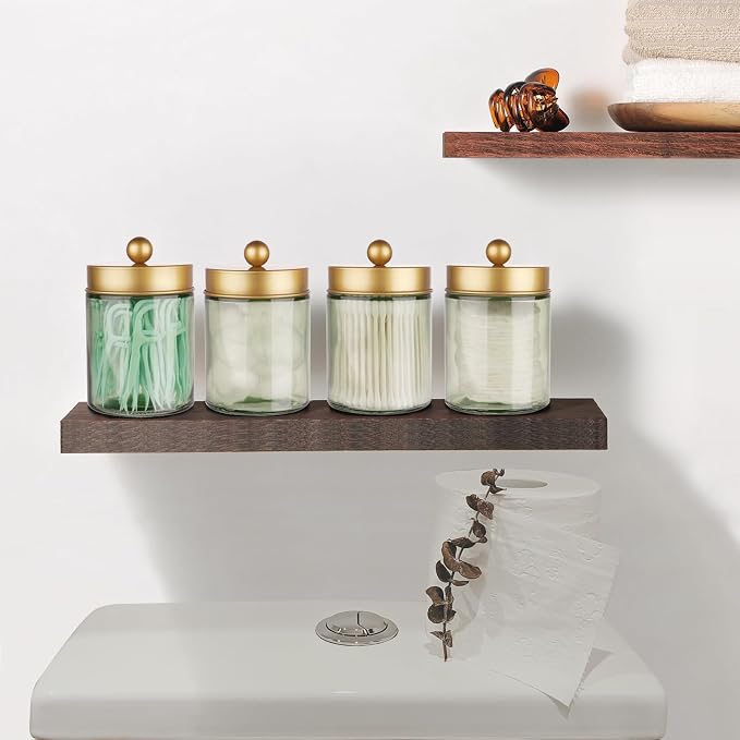 Amolliar Sage Green Glass Apothecary Jar, Qtip Holder Metal Lid & Stickers - Image 4