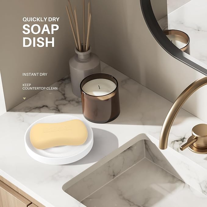 2 Pack Diatomite Soap Dish Holder, Quick Dry Stone Bar Holder, Water Absorbent - Image 3