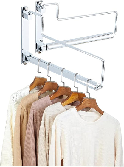 NEWRAIN Chrome Clothes Drying Rack, Wall Mounted Swing Arm Hanger by NEWRAIN