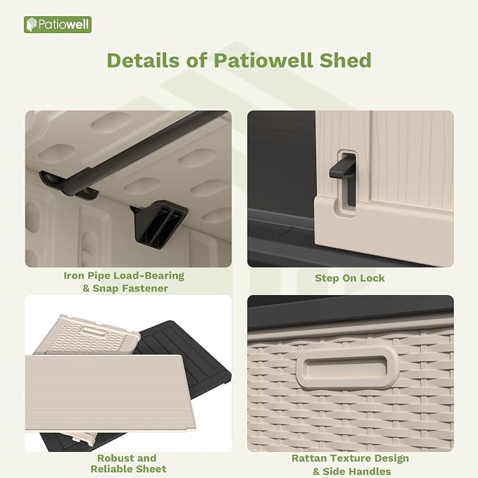 Patiowell Shelf of Plastic Outdoor Storage Cabinet, 26/50 Cu Ft Lockable - Image 6