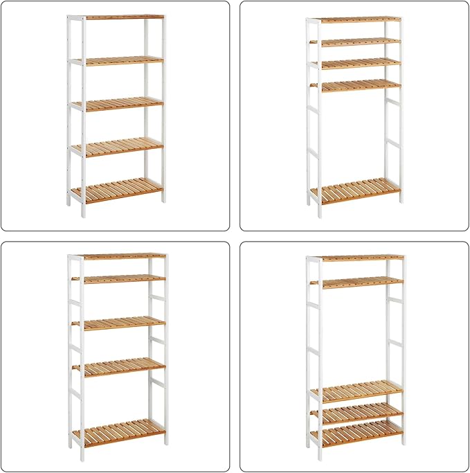 SONGMICS Bamboo Storage Shelf, 5-Tier Shelving Unit, in The Entryway, Living - Image 8