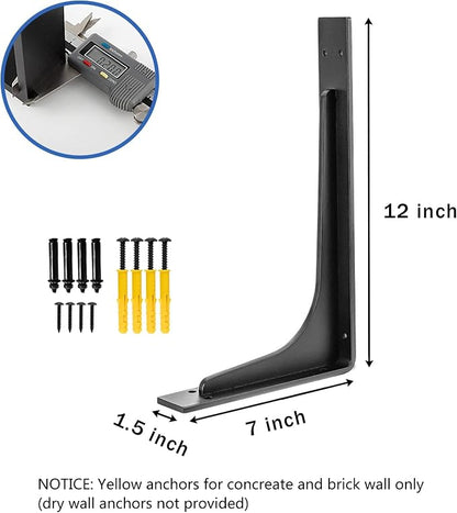 12"x 7"Shelf Bracket, L Shelf Brackets, max Load 300lbs, Vertical Angle - Image 2