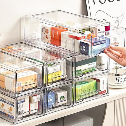 clear Drawer-Type Plastic Storage Box Bins Organizer，Family First Aid Kits - Image 3