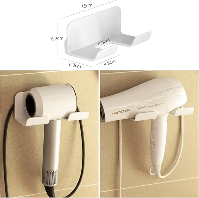 2 Pack Universal Hair Dryer Holder, Self Adhesive Wall Mount Stand - Image 3
