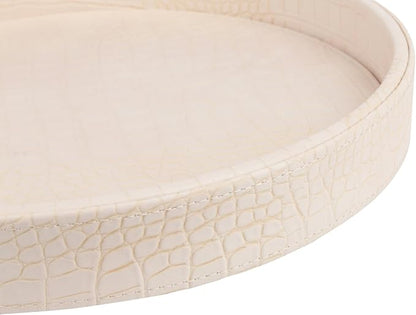 HofferRuffer Faux Leather Round Serving Tray, Vegan Croco Leather Decorative - Image 7