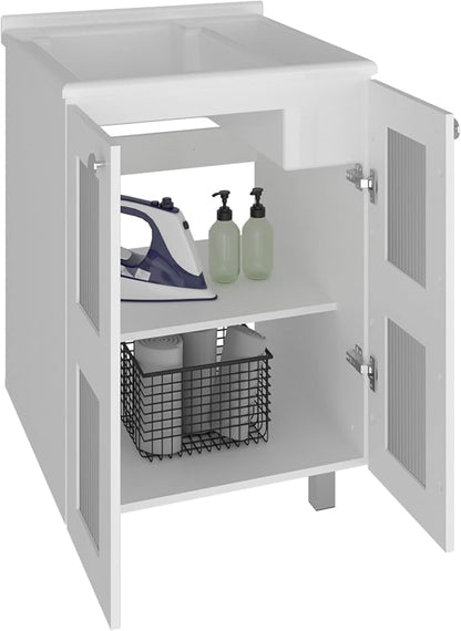 Utility Tub Cabinet, Bathroom Vanity, Frosted Glass Laundry Room Cabinet - Image 5