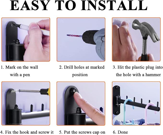 Folding Wall Mounted Clothes Hanger Rack - Image 7