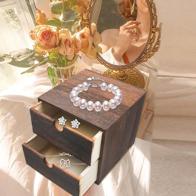 2-Drawer Desk Organizer Rustic Wooden Drawer Organizer - Image 6