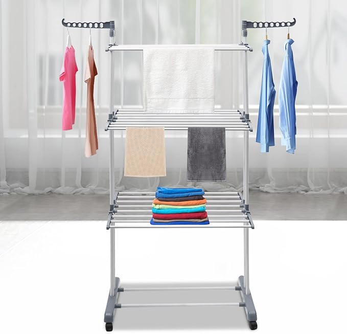 Drying Rack, 29.92*19.69*67.72inch 4 Tier Folding Clothes Drying Rack Rolling - Image 5
