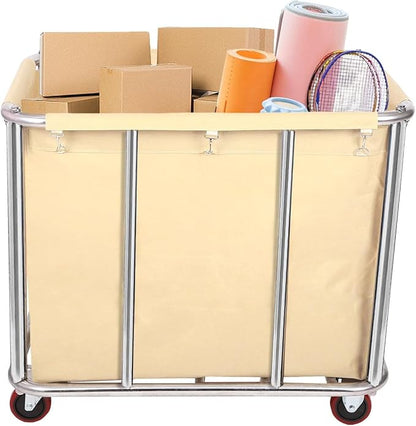 Laundry Cart for Commercial/Home, 12 Bushels Heavy Duty Large Stainless Steel - Image 6
