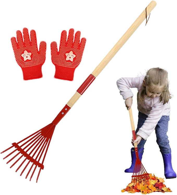 Kids Rake - 27 Inch Detachable Wooden Handle - by Unknown