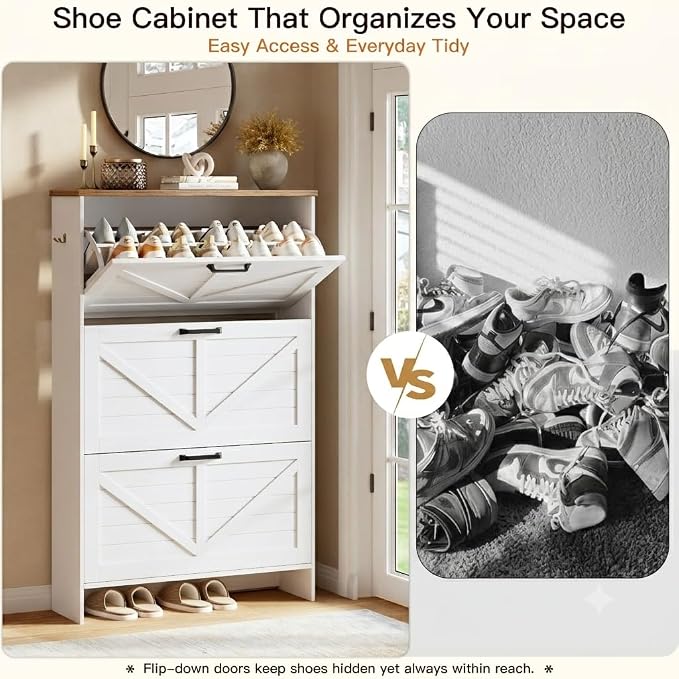 Nicetree Shoe Storage Cabinet for Entryway, Freestanding Fluted Accent Ultra - Image 6