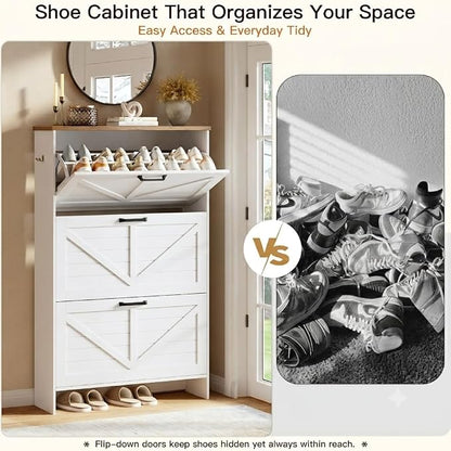 Nicetree Shoe Storage Cabinet for Entryway, Freestanding Fluted Accent Ultra - Image 6