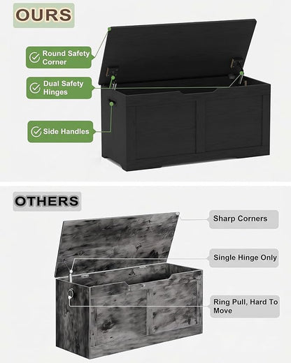 Timberer 31.5" Wooden Storage Chest, Extra Large Storage Trunk | Storage Bench - Image 4
