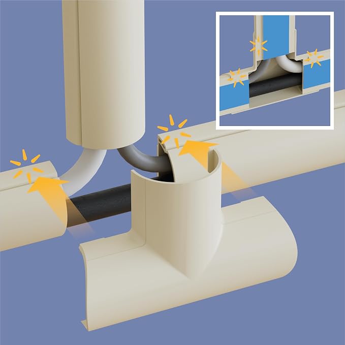 D-Line Medium Cable Raceway Accessory Pack, Join 1.18in x 0.59in Cord Cover - Image 3